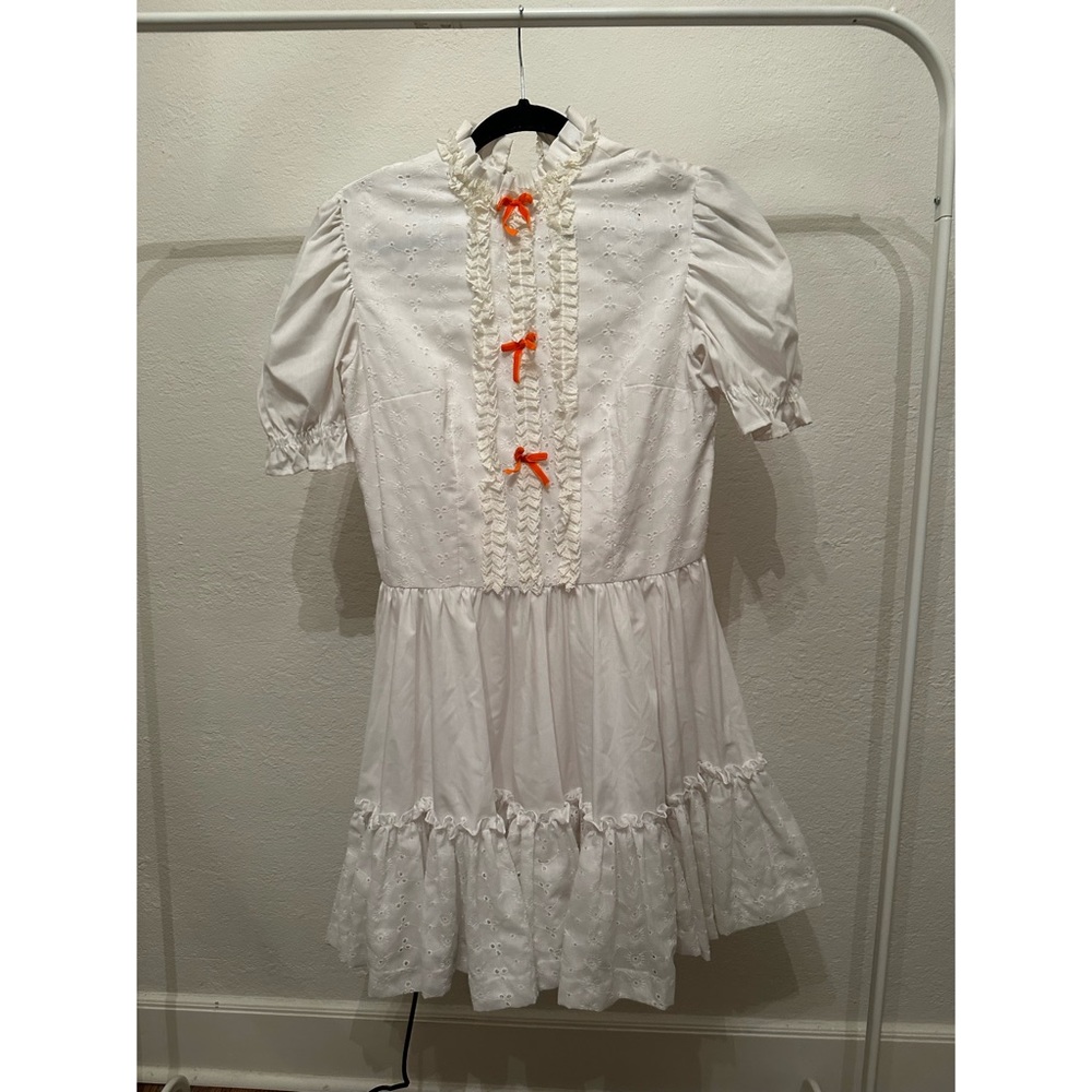 Vintage baby doll dress with velvet orange bows